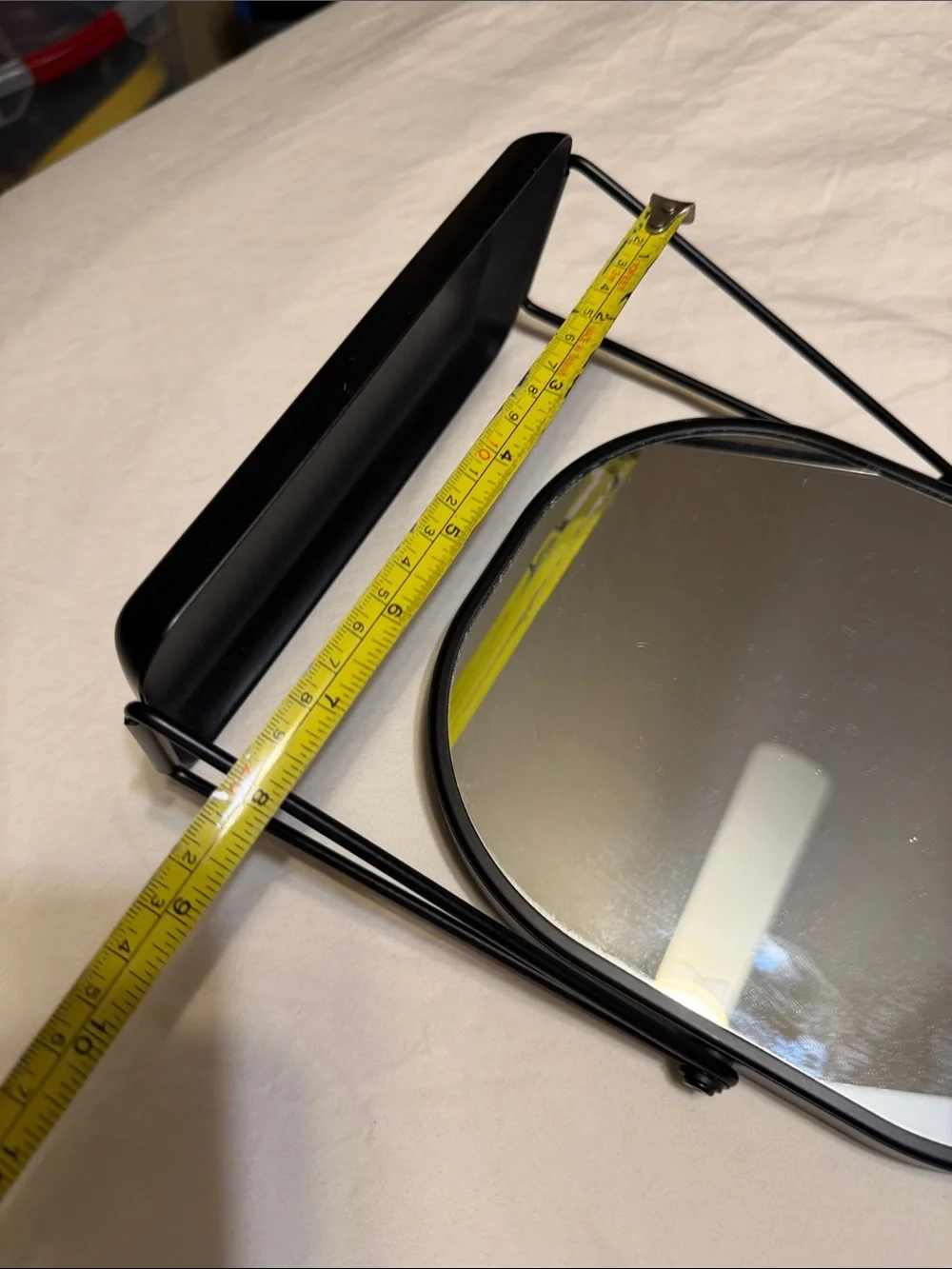 Black Vanity Mirror with Tray - Sleek Home Bath Accessory